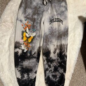 Civil Regime Tie-Dye Joggers - Black and Gray